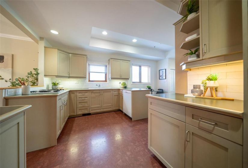 Ample cupboard and counter space.