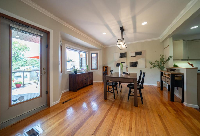 Dining room with patio doors to back deck.