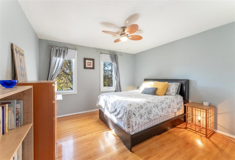 Primary bedroom. Hardwood floors, new windows in 2024