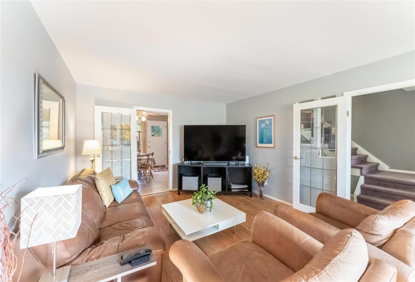 Large living room with hardwood floors