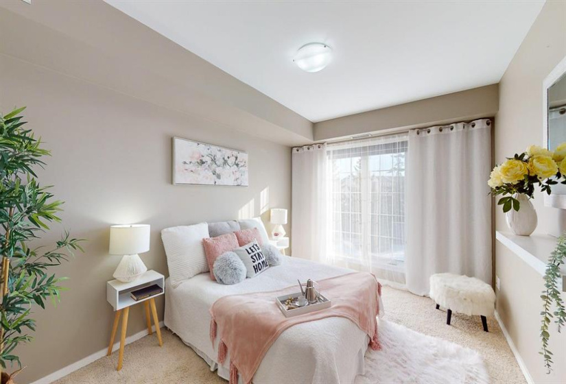 BEAUTIFUL PEACEFUL AND SERENE PRIMARY BEDROOM! CAN ACCOMMODATE A KING SIZED BED EASILY, 2 END TABLES, IS ALREADY WIRED IN FOR A FLAT SCREEN TV ON T HE WALL ACROSS FROM THE BED. HUGE WALK IN CLOSET AND YOUR OWN PRIVATE 3/PC FULL BATHROOM IN HERE AS. WELL!