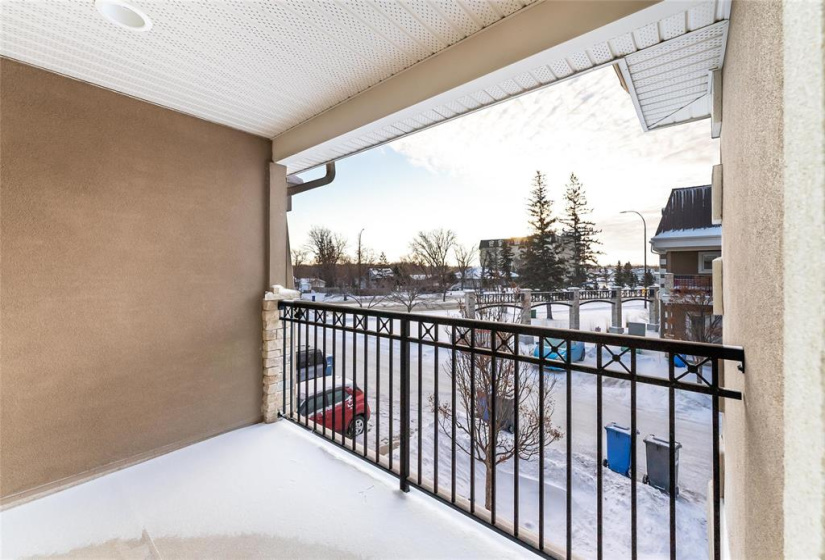 Balcony off the primary bedroom with South facing views