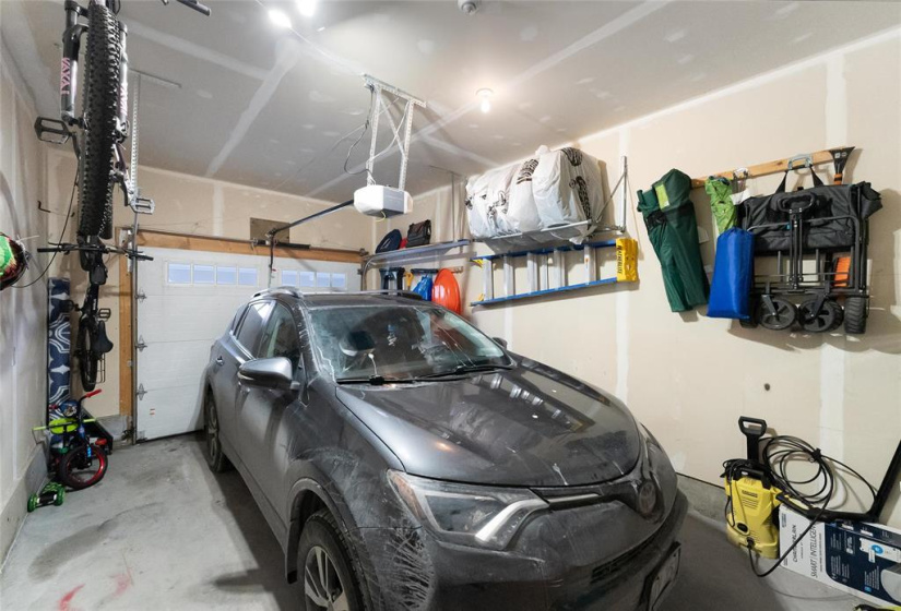 Spacious garage. Bike rack and tire rack included