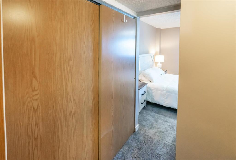 Large primary bedroom closet with pass-through to main bath